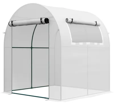 Imagen del producto de Invernadero para jardín, puerta enrollable, ventanas con mosquitera, color blanco