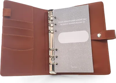 Produktbild von Budgetplaner Deutsch A6 | Cash-Stuffing-Sparbuch mit Reißverschlusstaschen & RFID-Schutz | Inkl. 24 Karten, 6 Trennblätter (19x13cm) - Braun