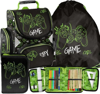 Immagine prodotto di Set zaino scolastico Joystick 3in1 Zaino Zainetto Astuccio Borsa da ginnastica GAME