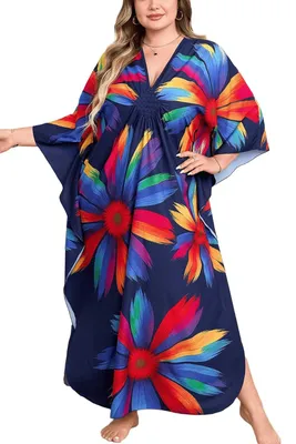 Zdjęcie produktu dla Solidchoice - Długa, zwiewna sukienka w stylu boho, idealna na plażę, jako narzutka, dostępne rozmiary plus size