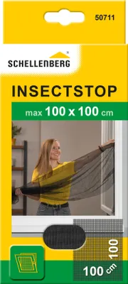 Immagine prodotto di Zanzariera Schellenberg per finestre, zanzariera senza foratura, protezione affidabile contro zanzare, mosche e insetti con nastro di fissaggio, 100 x 100 cm, antracite, 50711