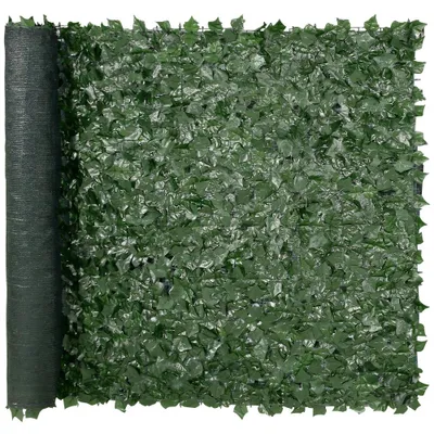 Obrázek produktu pro Plot z břečťanu 1500 x 2490 mm - Plot na ochranu soukromí, umělý břečťanový plot s podkladovým pletivem - Zesílené spojení - Ozdobné listy vinné révy - Na zahradu, dvůr, balkón