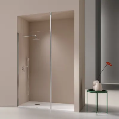 Produktbild von Walk In Duschwand mit Deckenstrebe FRESH LEVANTE chrom - 90-91 cm Glas 8mm