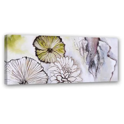 Produktbild von Leinwandbild panorama von blumen 150x50 cm Feeby lila wandbild bereit zum aufhängen