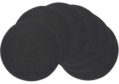 Productafbeelding van Tafelsets, rond, vaatwasmachinebestendig, hittebestendig, set van 6, 38 cm, zwart