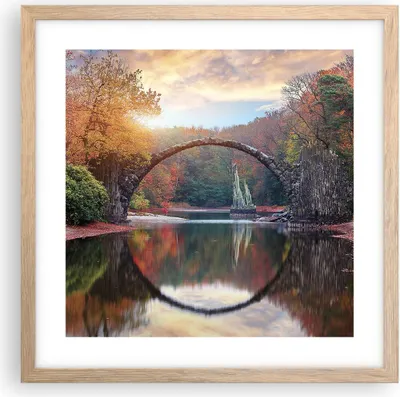 Produktbild von Gerahmtes Poster - Rahmen in heller Eiche - Garten Rhododendren Brücke - 40x40 cm - Wand Bild - Wanddeko - Wandbilder - Kunstposter - Wandposter - Bilderrahmen - Bilder - Kunstdruck - P2NAC40x40-4660