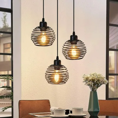 Obrázek produktu pro ZMH závěsné světlo 3 plameny černé vintage E27 kovové závěsné svítidlo výškově nastavitelné 120cm