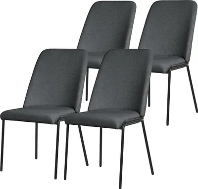 Produktbild von ML-Design Esszimmerstühle 4er Set Anthrazit Küchenstühle aus Polyester mit Metallbeinen Wohnzimmerstühl mit Rückenlehne Polsterstühle für Esszimmer