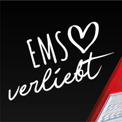 Produktbild von Auto Aufkleber Ems verliebt Herz Fluss River Wasser Water Liebe Car 19x10 cm Weiss Glanz Sticker Heckscheibenaufkleber