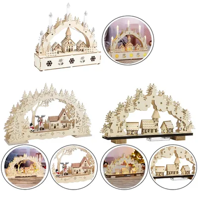 Produktbild von Lichterbogen Weihnachten Holz Schwibbogen Schwippbogen Adventsleuchter Auswahl