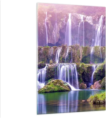 Produktbild von Bilder auf glas - Einteilig - Wasserfall Natur - 80x120cm - Glasbilder - Wandbilder - Bilder - zum Aufhängen bereit - Wanddekoration aus Glas - Glas Bilder - Wandbild auf Glas - GPA80x120-3893