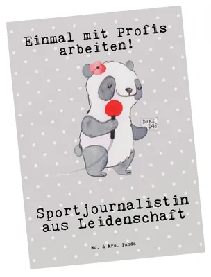 Produktbild von Mr. & Mrs. Panda Postkarte Sportjournalistin Leidenschaft - Grau Pastell - Geschenk, Ausbildung, Ansichtskarten, Studium, Postkarten, Fotokarte, Grußkarte, Lustig, Spruch