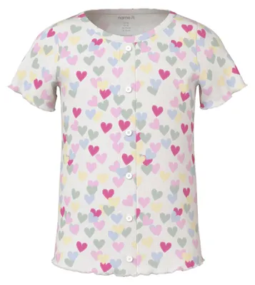 Produktbild von NAME IT Mädchen Nmfvemia AOP Ss Slim Top, Cloud Dancer, 110 cm