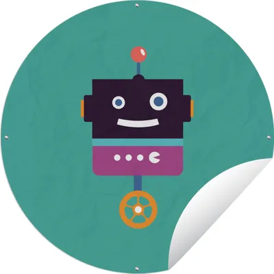 Produktbild von MuchoWow® Gartenposter Outdoor-Poster Rund Roboter - Rad - Lila - Grün - Jungen - Kinder Ø 90 cm Gartendeko Rundes Poster draußen