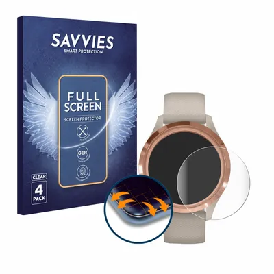 Produktbild von 4x Savvies Fullscreen Schutzfolie für Garmin vivomove 3S (39 mm) Displayschutz Folie Fullcover Klar Transparent
