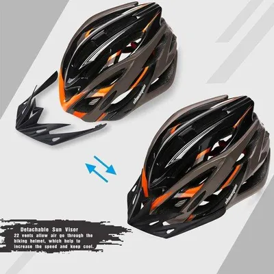 Produktbild von Famanu Fahrradhelm mit Lichtvisier und en - EPS-Gehäuse und PC-Schale - verstellbarer MTB-Helm für Erwachsene 57-62 cm