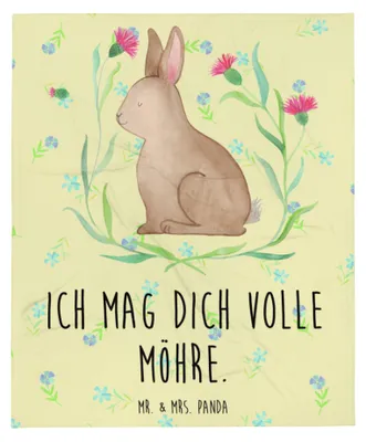 Produktbild von Mr. & Mrs. Panda Tagesdecke Hase Sitzen - Blumig - Geschenk, Frohe Ostern, Ostergrüße, Kunstfelldecke, Osterhase, Kuscheldecke, Decke, Kaninchen, Sofadecke, Plaid