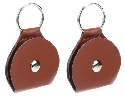 Produktbild von 2er-Pack Gitarrenplektrum-Tasche, PolyurethanSchlüsselanhänger, tragbare Aufbewahrungstasche für Musikinstrumentenzubehör, braun