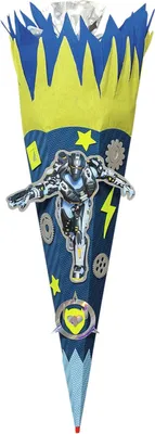 Produktbild von Schultüten-Bastelset Roboter 68 cm 6-eckig Rot(h)-Spitze Kreppverschluss