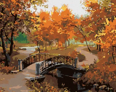 Obrázek produktu pro Zuty - Malování podle čísel - MOST A PODZIMNÍ STROMY, 40x50 cm, bez rámu a bez vypnutí plátna