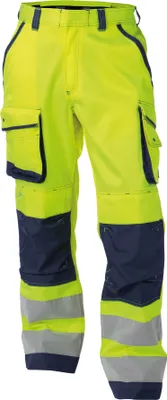Produktbild von DASSY® Chicago Warnschutzhose mit Kniepolstertaschen NEONGELB/DUNKELBLAU Gr.46 Länge: MINUS