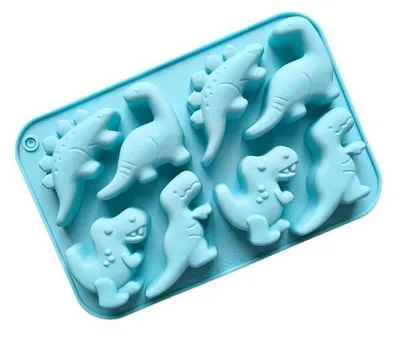 Productafbeelding van Siliconen dinosaurusvorm, 3D cakevorm voor snoepjes, chocolade, en gelei, blauw