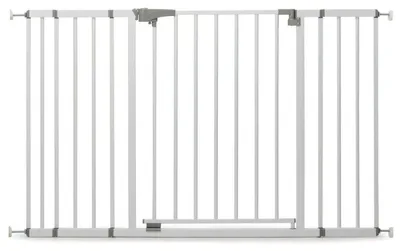 Image de Barrière de sécurité GEUTHER 4712 | Blanc | 81,5–90 cm | Extensible jusqu'à 132,5 cm | Sans perçage | Métal | Utilisation d'une seule main | DIN EN 1930