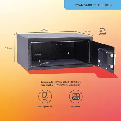 Produktbild von Yale Elektronischer Tresor Laptop YLC/200/DB2 safe mit Alarm & Tastenfeld Schwarz