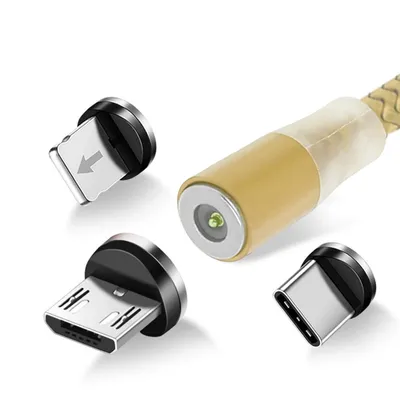 Produktbild von Avizar, 3-in-1 Magnetkabel (USB-C / Micro-USB / Lightning), 1m, Gold