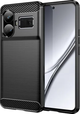 Produktbild von Hülle für Realme GT5 Carbon-Faser Weich TPU Silikon Stoßfest Handyhülle Schwarz