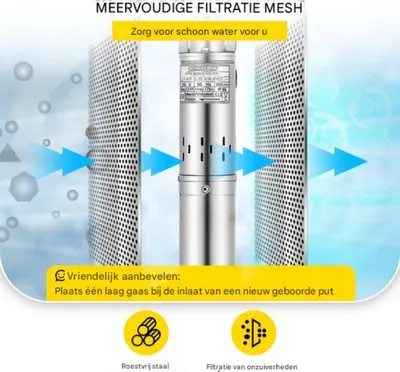 Image de Pompe submersible - 1100W - 190 litres/minute - Tuyau de 4 pouces - Pompe submersible profonde