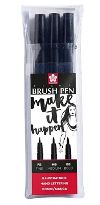 Produktbild von SAKURA Pinselstift PIGMA BRUSH, 3er Etui, schwarz