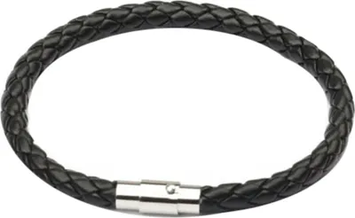 Produktbild von Uni Kunstleder geflochtenes Armband Armband Magnetverschluss Armreif Schmuck-Schwarz