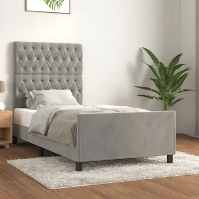 Produktbild von Bettgestell mit Kopfteil Hellgrau 90x200 cm Samt , Klassische Betten Design 2024