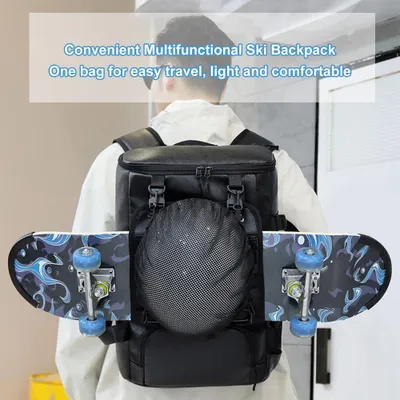 Produktbild von Skateboard-Rucksack, Mehrzweck-Fitness-, Reise- und Business-Tasche, großer Rucksack aus Kunstleder mit verstellbarem, abnehmbarem Schultergurt