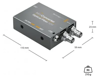 Produktbild von Blackmagic Design Mini Converter - Optical Fiber 12G, Aktiver Videokonverter, Grau, 3840 x 2160, -, 525i, 625i, 720p, 1080i, 1080p, 2160p, 6 - 36 V, 2 W