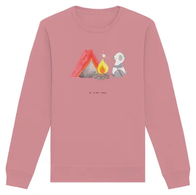 Produktbild von Mr. & Mrs. Panda Baumwoll Pullover Panda Campen Größe L - Canyon Pink - Geschenk, gehen, Campingplatz, Camping, Pulli, Zelten, Bio, Sweatshirt, Sweater