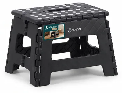 Produktbild von VOUNOT® Klapphocker Faltbar Rutschfester Tritthocker mit Tragegriff 32 x 25 x 22 cm Schwarz