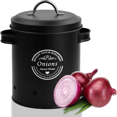 Produktbild von Aufbewahrungsdosen Set, Kartoffel Zwiebel Knoblauch, 3 Größen, Metall mit Belüftungslöchern, für Küche