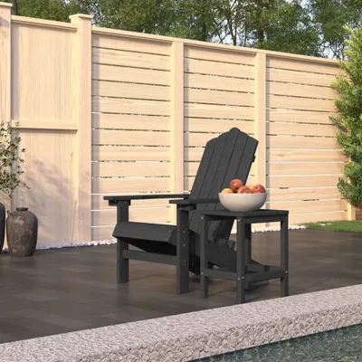 Produktbild von "2024"cloris Adirondack-Gartenstuhl mit Tisch HDPE Anthrazit - Gartenstühle CHY96513084