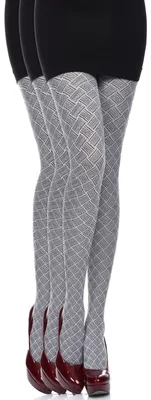 Image de Collants à motifs pour femme (blancs, 60 deniers, taille S).