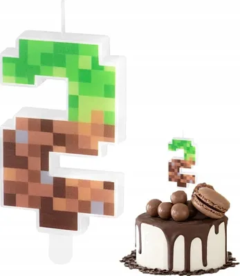 Obrázek produktu pro Narozeninová Svíčka Číslo 2 S Číslem Bloků S Tématem Minecraft Pro Párty