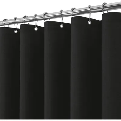 Zdjęcie produktu dla Zasłona prysznicowa z lnu, z metalowymi oczkami, 152 x 214 cm, czarna