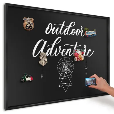 Produktbild von Magnettafel 100x70 cm mit schwarzem Rahmen - Magnetische Metalltafel, Magnetpinnwand zur Wandmontage für Wohnzimmer, Küche, Flur, Kinderzimmer und Büro - Outdoor-Abenteuer