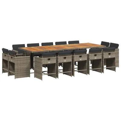 Produktbild von vidaXL 15-tlg. Garten-Essgruppe mit Kissen Grau Poly Rattan