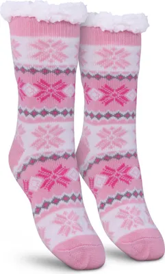 Immagine prodotto di Calzini Stopper (Rosa / 1 paio) da donna con fodera in orsacchiotto Calzini da casa - Calzini da casetta con suola antiscivolo - Calzini norvegesi in ABS con motivo a treccia - Calzini accoglienti taglia unica
