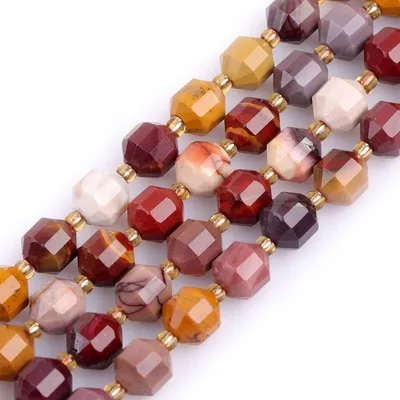 8 mm Bicone Natursteinperlen Mookaite Jaspis 38 Stück