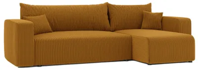 Zdjęcie produktu dla HuskyMeble Narożnik PIERO z funkcją spania i pojemnikiem na pościel Kształt L, Rozkładana sofa, Rogówka - Żółty - Poso 01