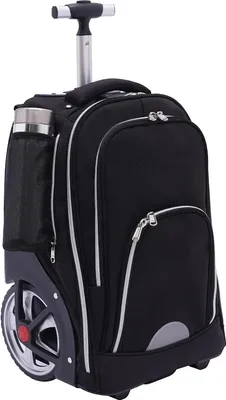 Produktbild von Laptop-Rucksack mit Rollen - Trolley-Rucksack für 38 cm Notebook - Handgepäck - Großes Volumen - Oxfordgewebe - Uni - Schwarz