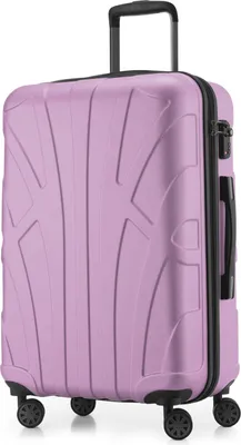 Image de Suitline - Valise rigide moyenne avec joint d'expansion Check-In Bagages Trolley extensible Valise à roulettes Valise de voyage, taille M, 4 roulettes, TSA, 66 cm, 100% ABS,Lilas